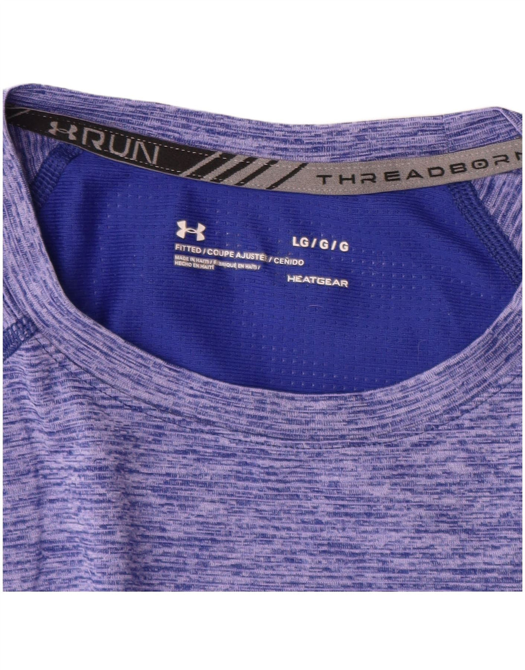 UNDER ARMOR Herre Heat Gear T-Shirt Top Large Blue Flecked