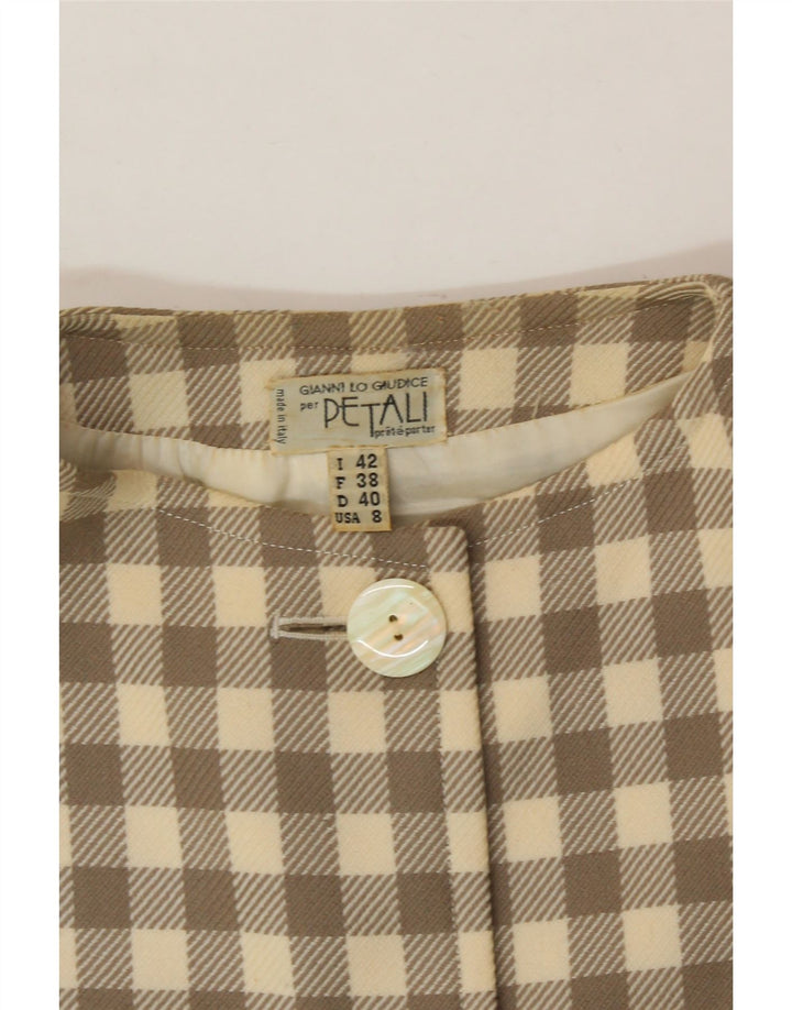GIANNI LO GIUDICE Womens Oversized Overcoat IT 42 Medium Beige Gingham Vintage Gianni Lo Giudice and Second-Hand Gianni Lo Giudice from Messina Hembry 