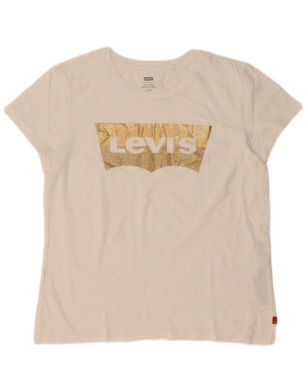Levi's Grafisk T-shirt top til kvinder DK 16 Stor hvid bomuld