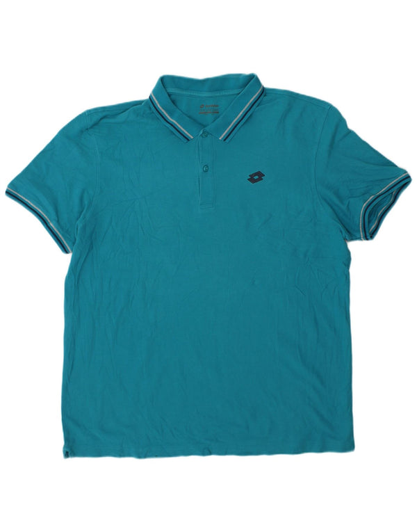 Lotto herre polo skjorte 3XL turkis stribet