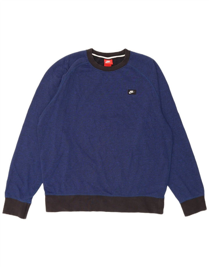 Nike Sweatshirt til mænd, stor blå farveblok bomuld
