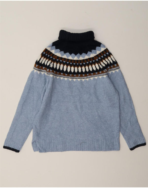 Marks & Spencer dametrøjetrøje med rullehals UK 6 XS Blue Fair Isle