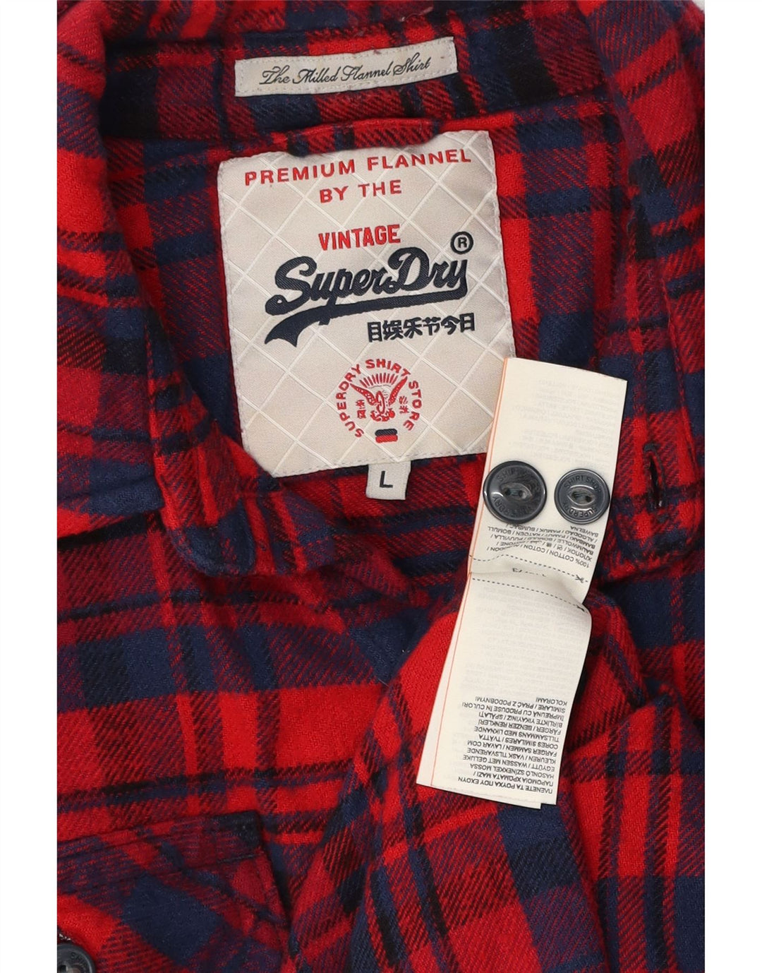 Superdry Flanelskjorte til mænd, stor rød ternet bomuld