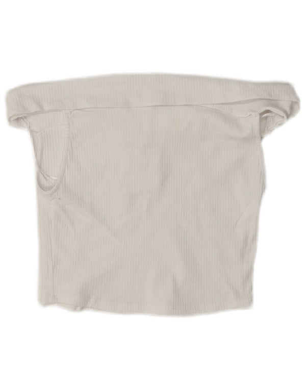 Zara Womens Crop Off Shoulder Top UK 10 Small White Bomuld