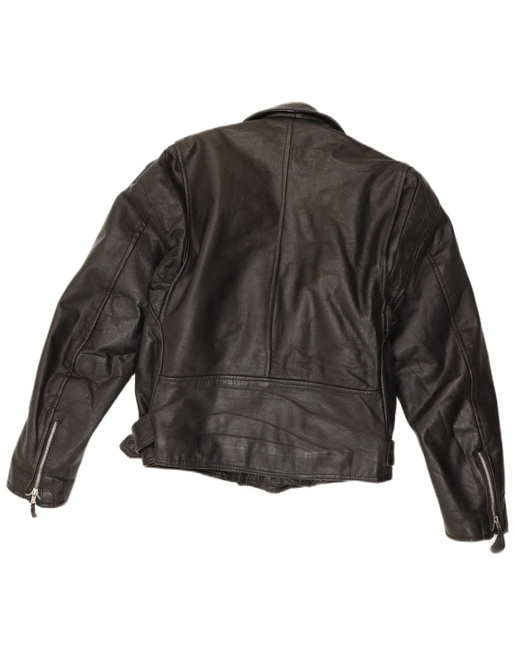 Vintage Herre Læder Biker Jacket IT 44 XS Sort