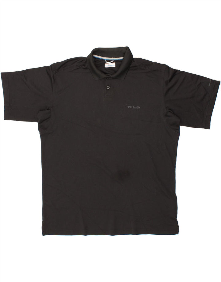COLUMBIA Mens Polo Shirt Large Black Polyester Vintage Columbia and Second-Hand Columbia from Messina Hembry 