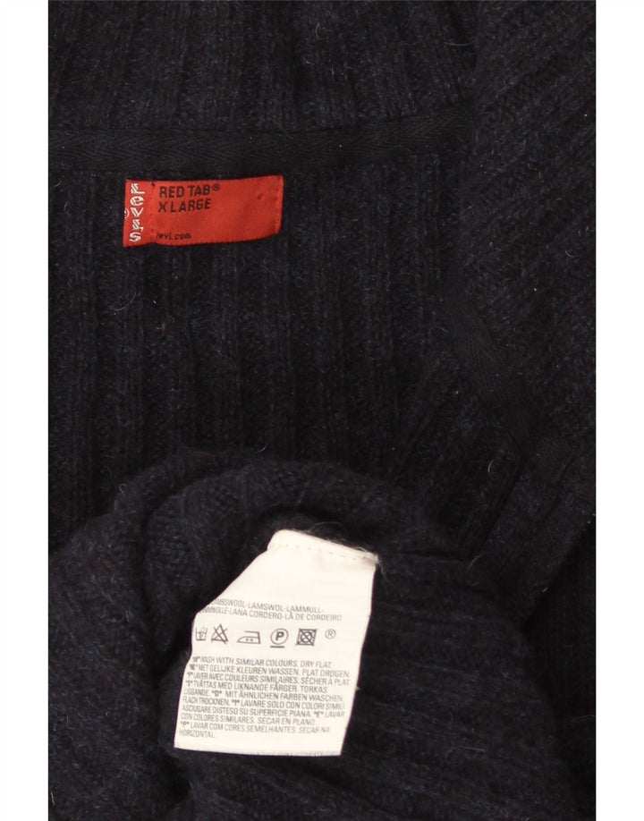 Levi's herre cardigan sweater XL marineblå lammeuld