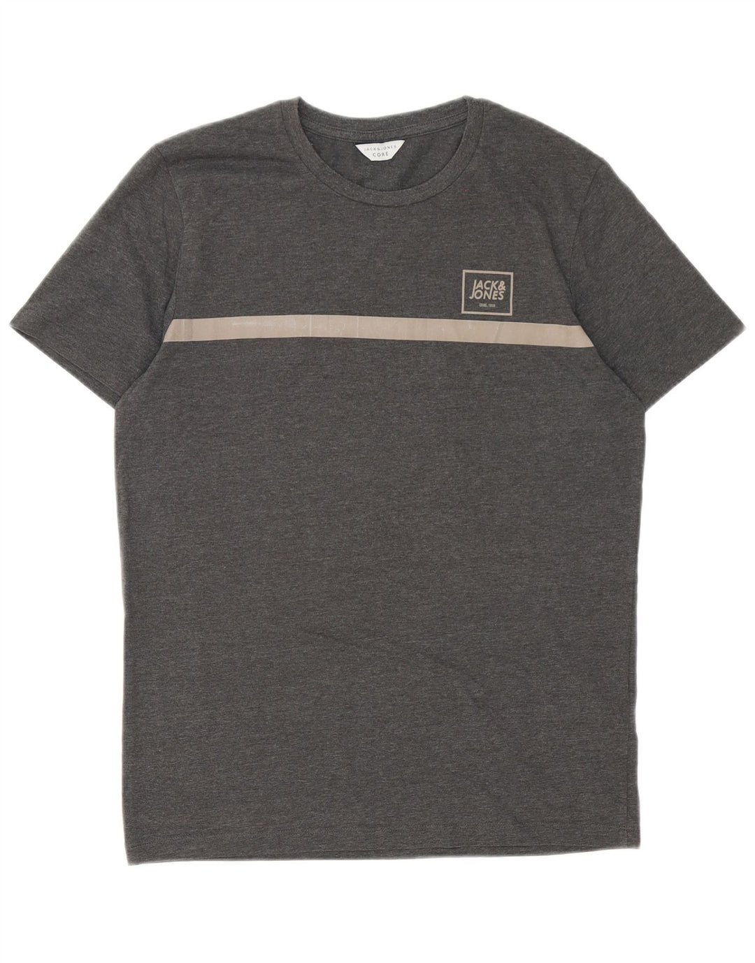 Jack & Jones Herre T-shirt Top Lille Grå Colourblock Bomuld