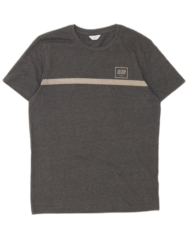 Jack & Jones Herre T-shirt Top Lille Grå Colourblock Bomuld