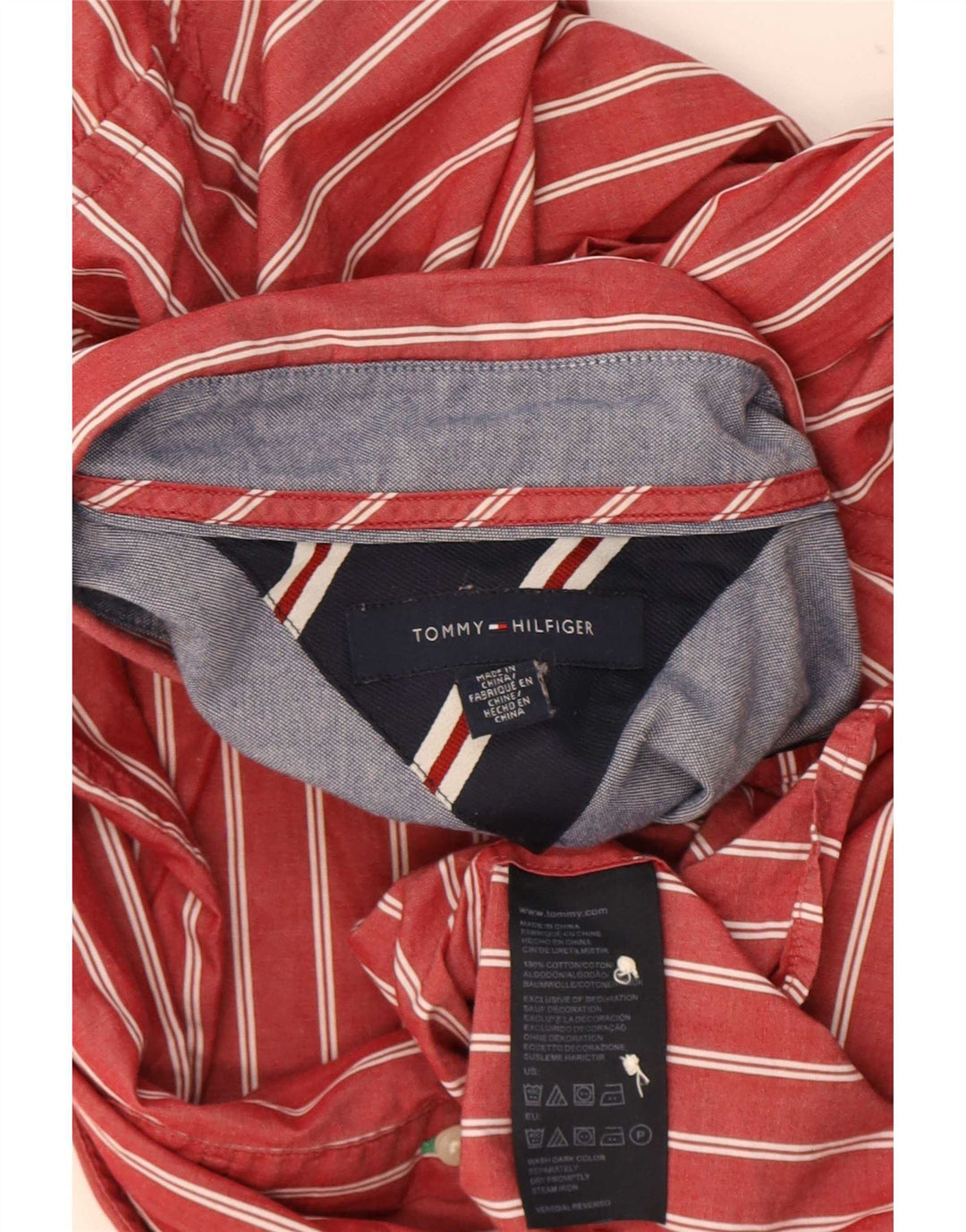 Tommy Hilfiger Herreskjorte Medium Rød Nålestribet Bomuld