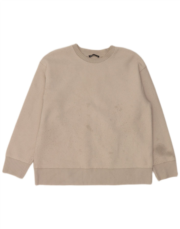 Zara Dame sweater med rund hals DK 14 Medium Off White Polyester