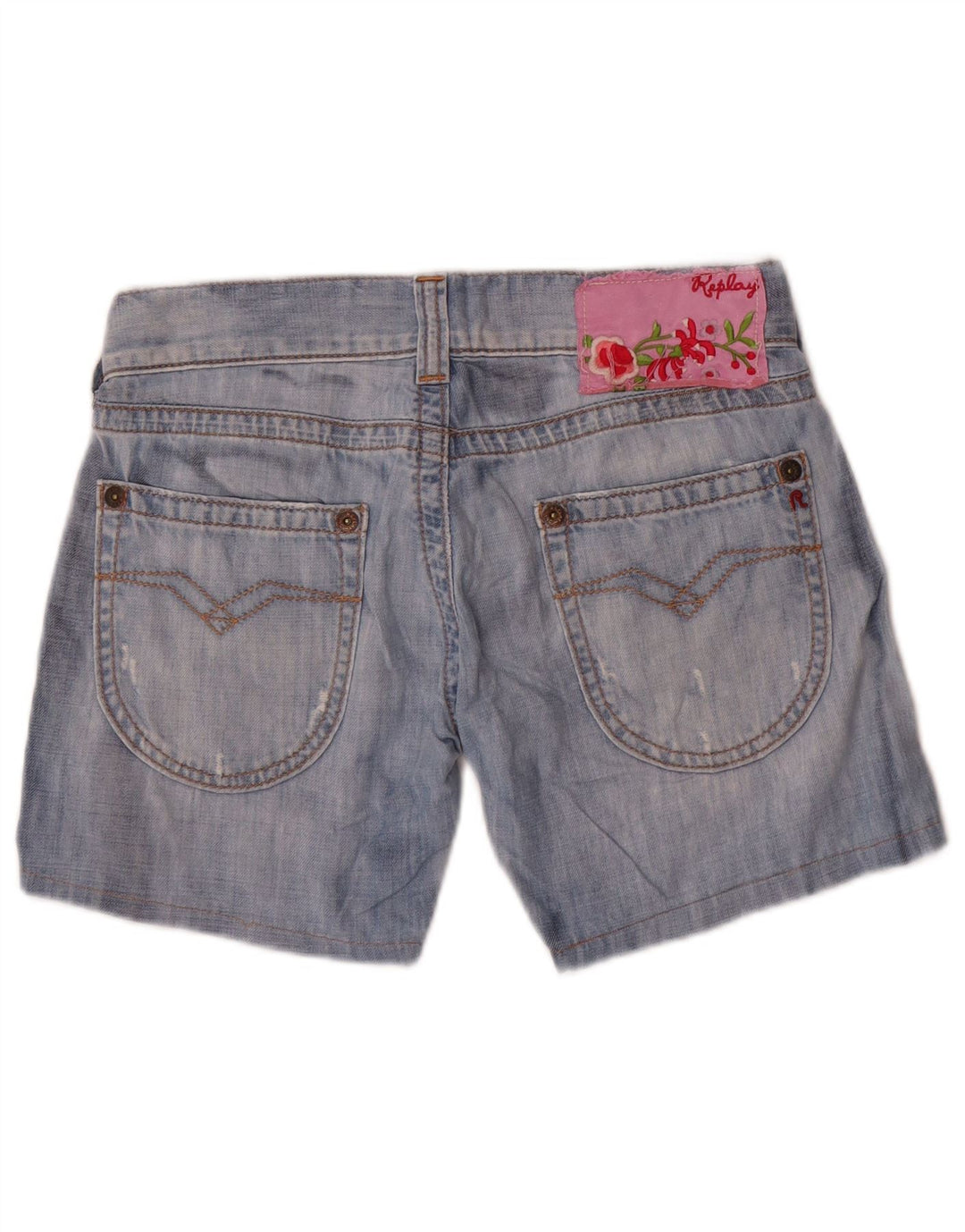 Replay Dame Denim Shorts W27 Små Blå Bomuld