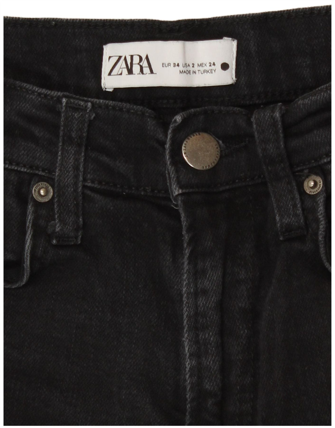 Zara Dame Straight Jeans EU 34 2XS W24 L26 Sort
