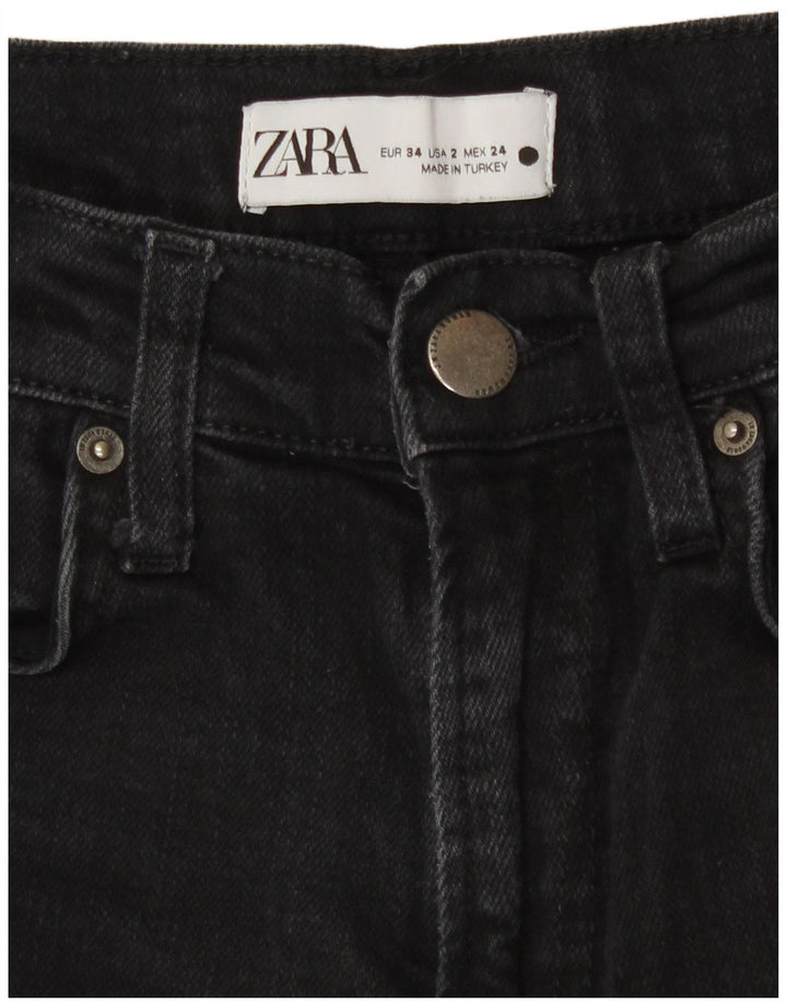 Zara Dame Straight Jeans EU 34 2XS W24 L26 Sort