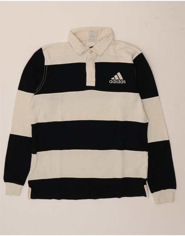 Adidas Grafisk Langærmet Rugby Polo Shirt Medium Sort Stribet