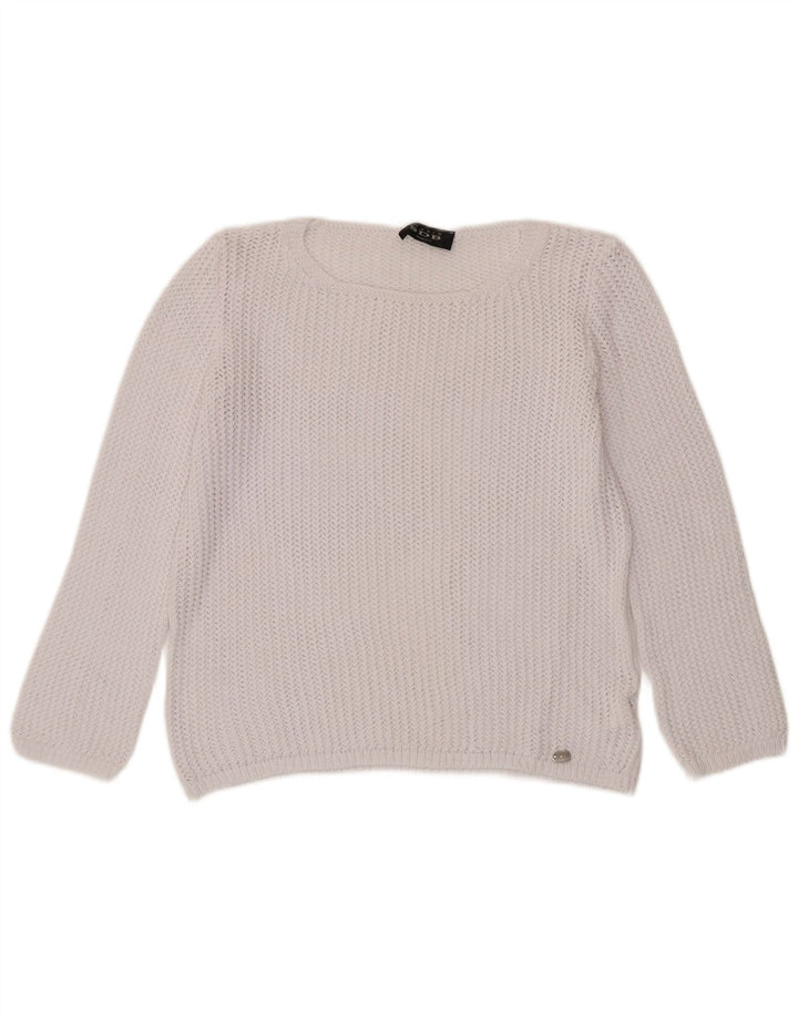 STUDIO SDB Womens Crop Boat Neck Jumper Sweater UK 14 Medium Off White