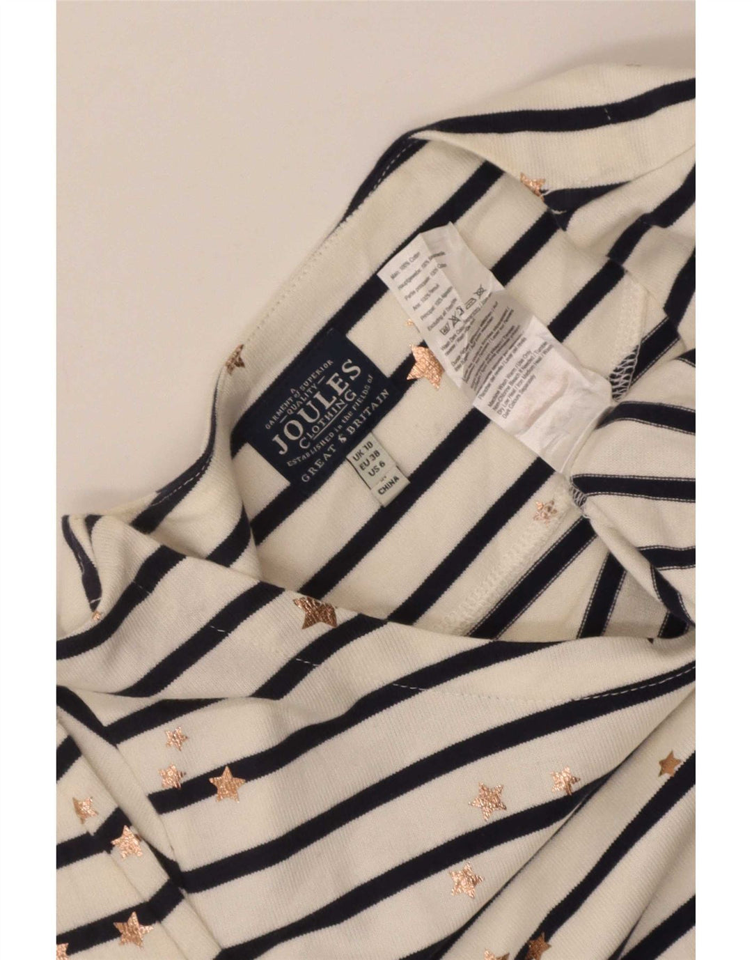Joules Kvinders Abstrakt Mønster Skede Kjole UK 10 Small White Striped