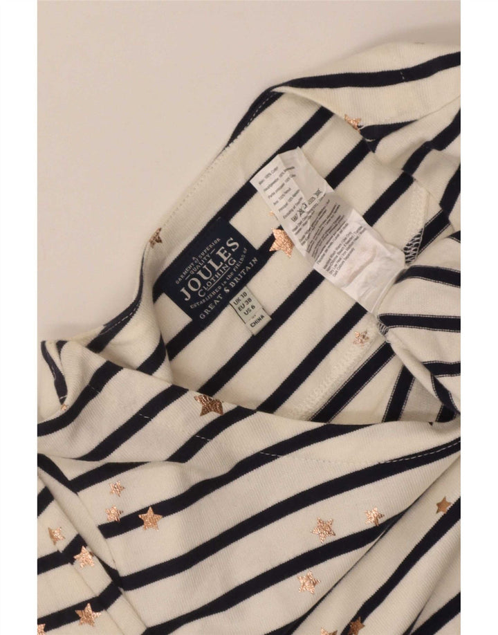 Joules Kvinders Abstrakt Mønster Skede Kjole UK 10 Small White Striped