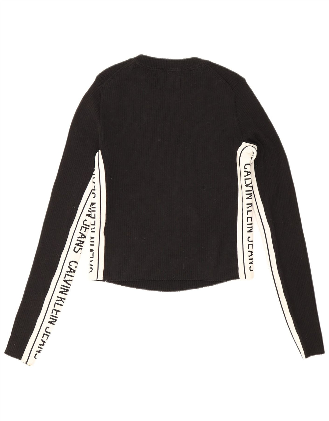 Calvin Klein Dame Grafisk Top Langærmet UK 10 Small Black Colourblock