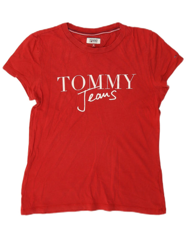 Tommy Hilfiger Dame Grafisk T-Shirt Top UK 10 Lille Rød