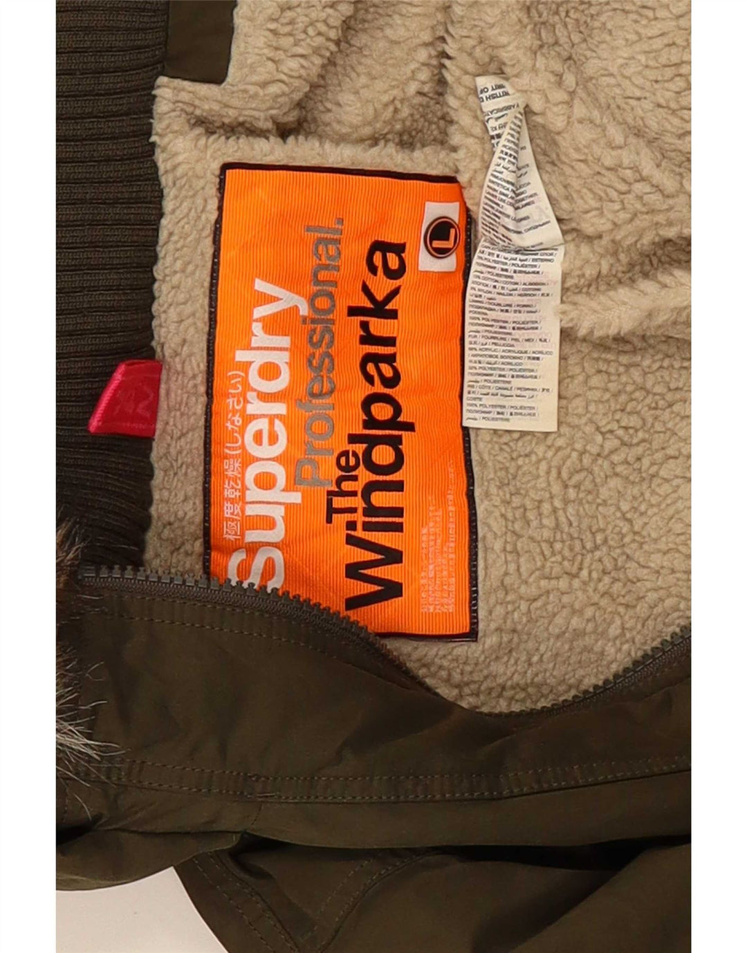 Superdry Parkajakke med hætte til kvinder UK 14 Stor grøn polyester