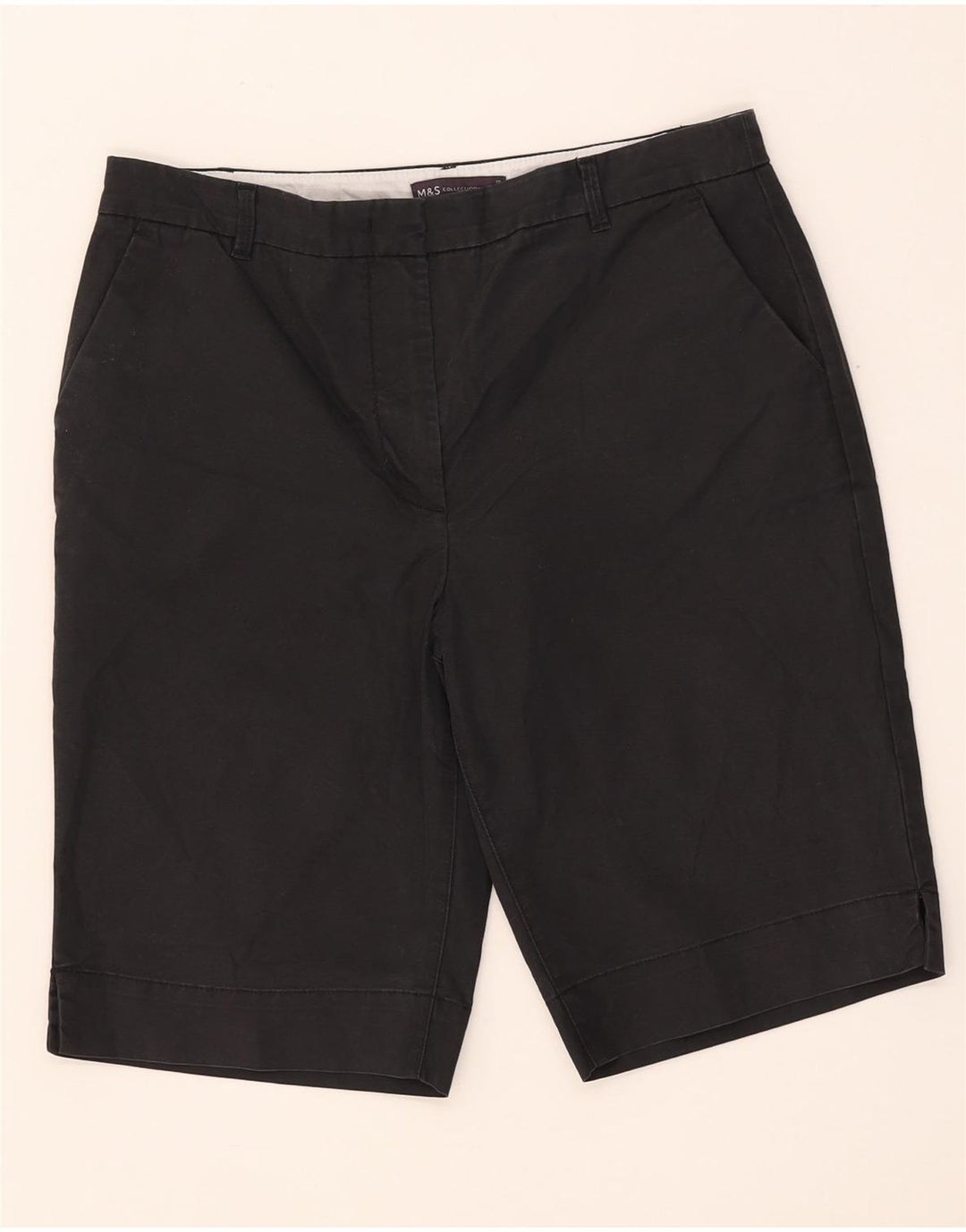 Marks & Spencer Chino Shorts til kvinder UK 12 Medium W32 Sort Bomuld