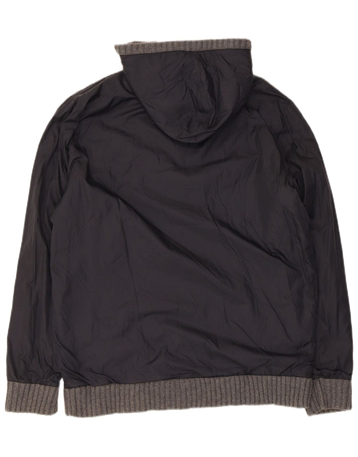 Massimo Dutti Herre Hættestrikket Vendbar Jakke UK 42 XL Grå