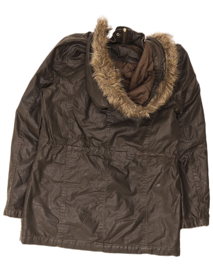 Marks & Spencer Dame Hætte Vokset Bomuldsjakke UK 8 Small Khaki