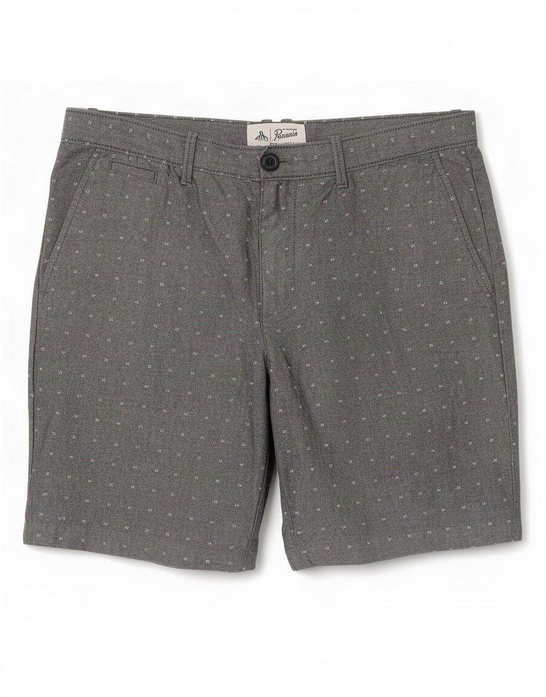 Penguin Herre Chino Shorts Large W34 Grå plettet bomuld
