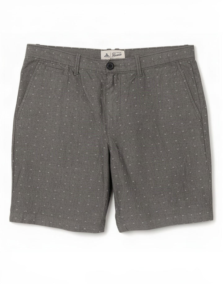 Penguin Herre Chino Shorts Large W34 Grå plettet bomuld