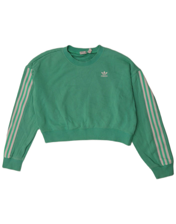 Adidas Womens Crop Oversized Sweatshirt Jumper UK 12 Medium Green Bomuld