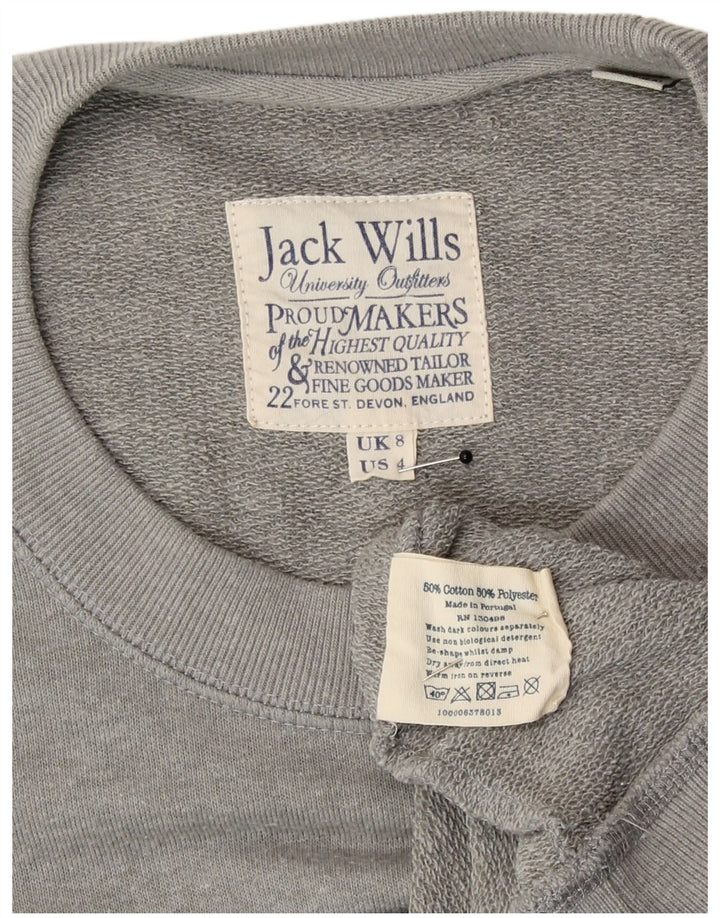 Jack Wills Dame Grafisk Oversized Sweatshirt Jumper UK 8 Lille Grå