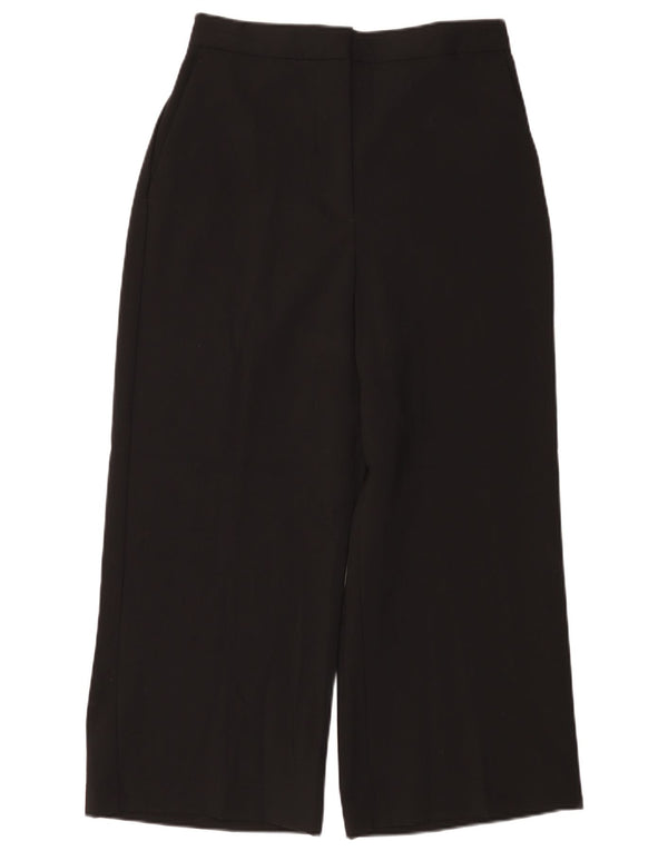 Zara Kvinder Højtaljede Brede Ben Cropped Bukser Large W30 L24 Sort