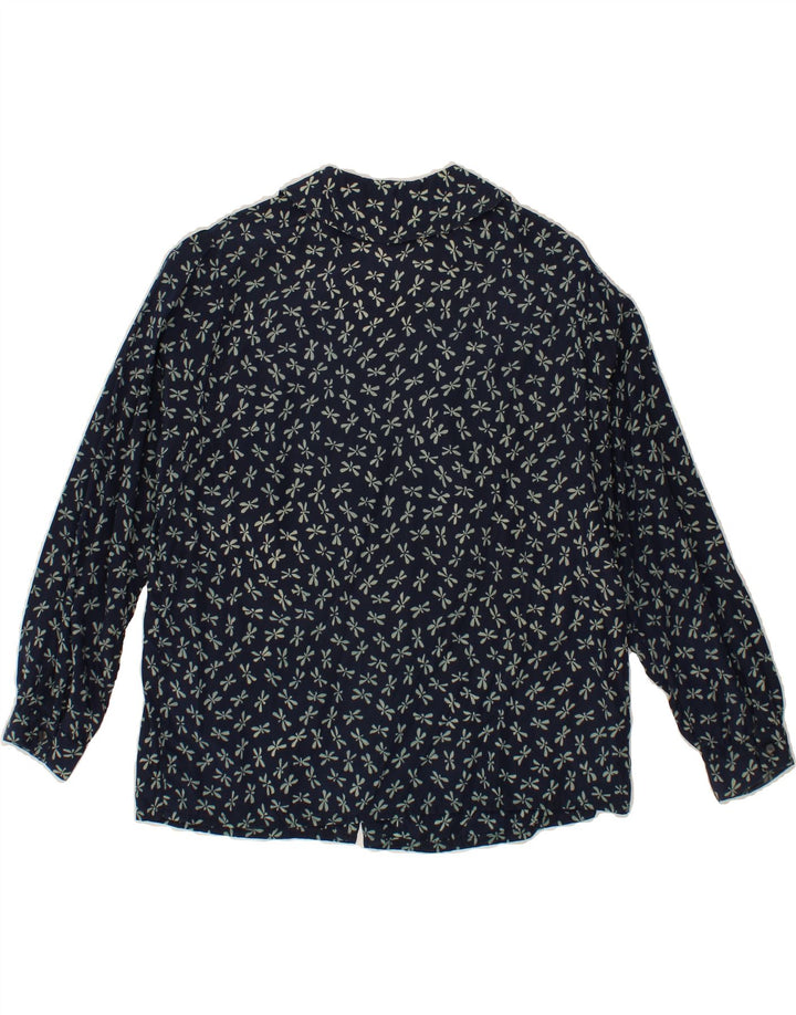 VINTAGE Womens Shirt Blouse UK 12 Medium Navy Blue Floral Vintage Vintage and Second-Hand Vintage from Messina Hembry 
