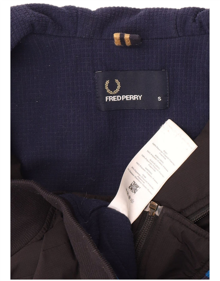Fred Perry Herre Hooded Bomber Jacket UK 36 Small Black Polyamide