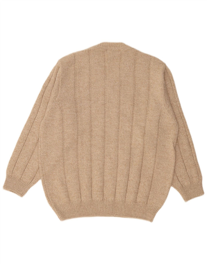 Gioferrari Herre V-hals sweater IT 54 XL Beige Uld