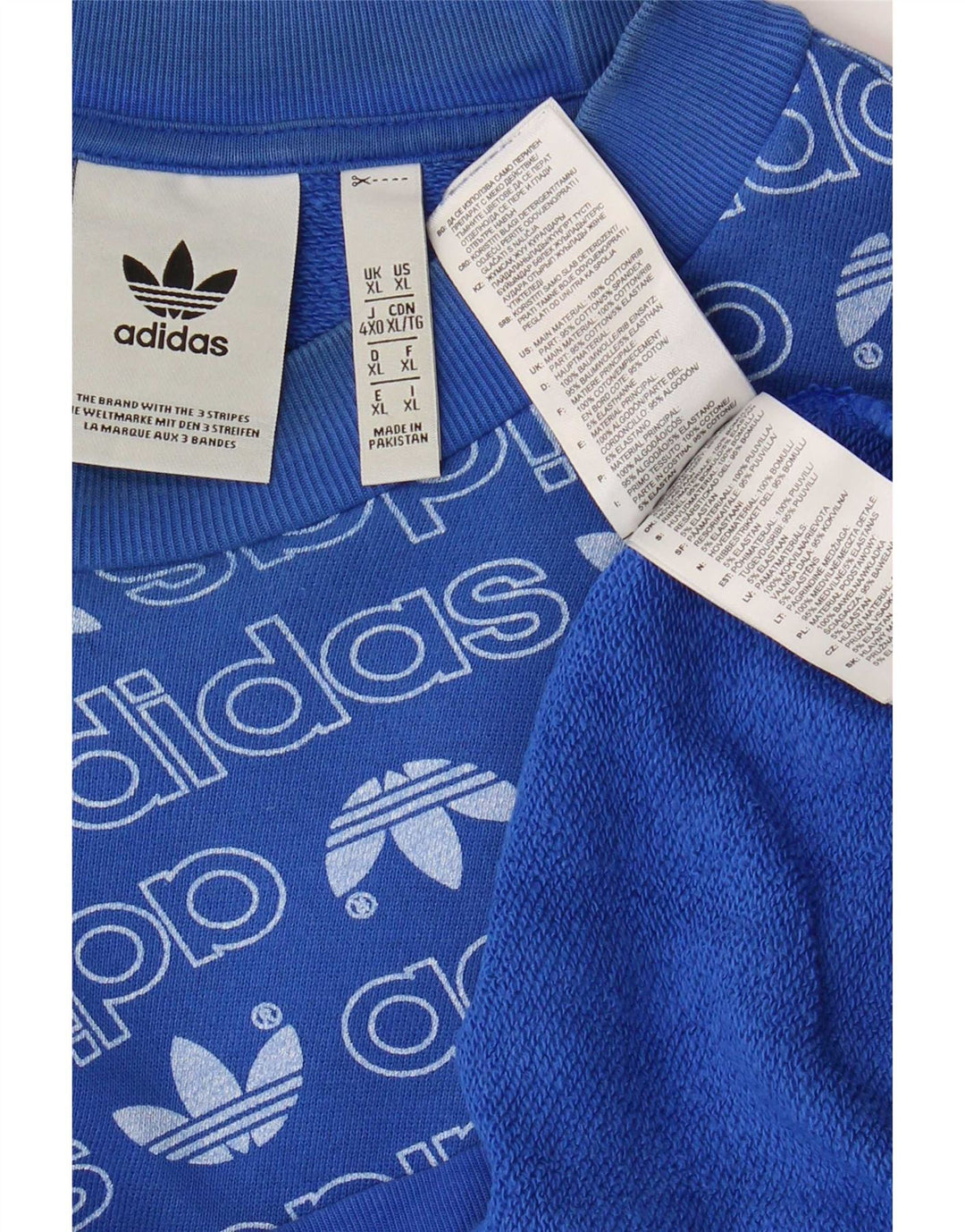 Adidas grafisk sweatshirt til mænd XL blå bomuld