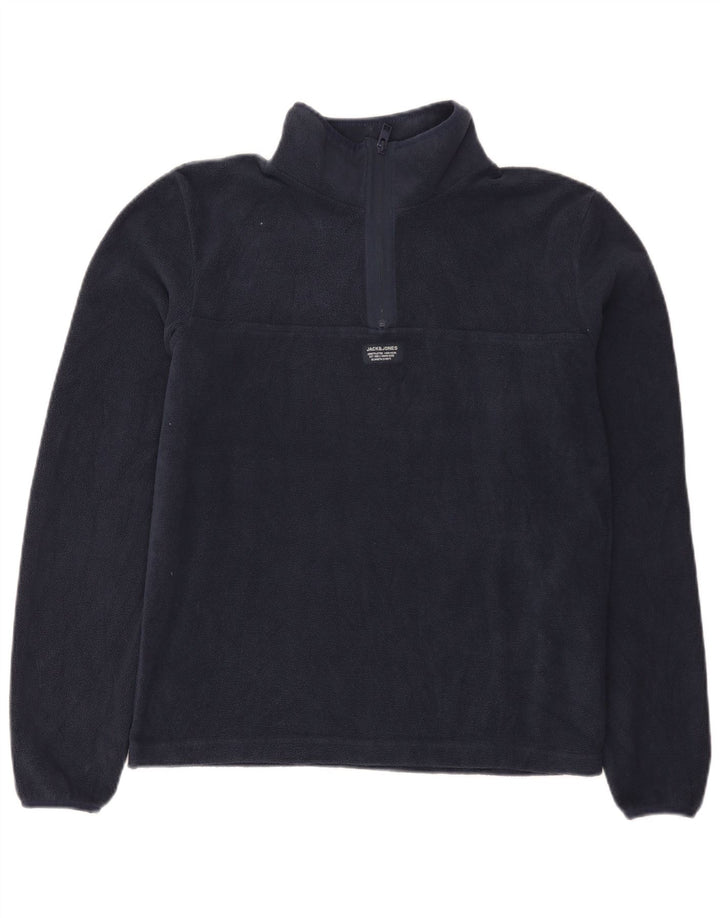 Jack & Jones Fleece Jumper med lynlås til mænd, lille marineblå polyester