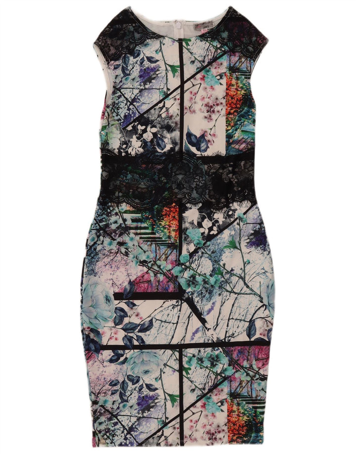 Lipsy Womens Graphic Bodycon Dress UK 10 Small Multicolored Polyester
