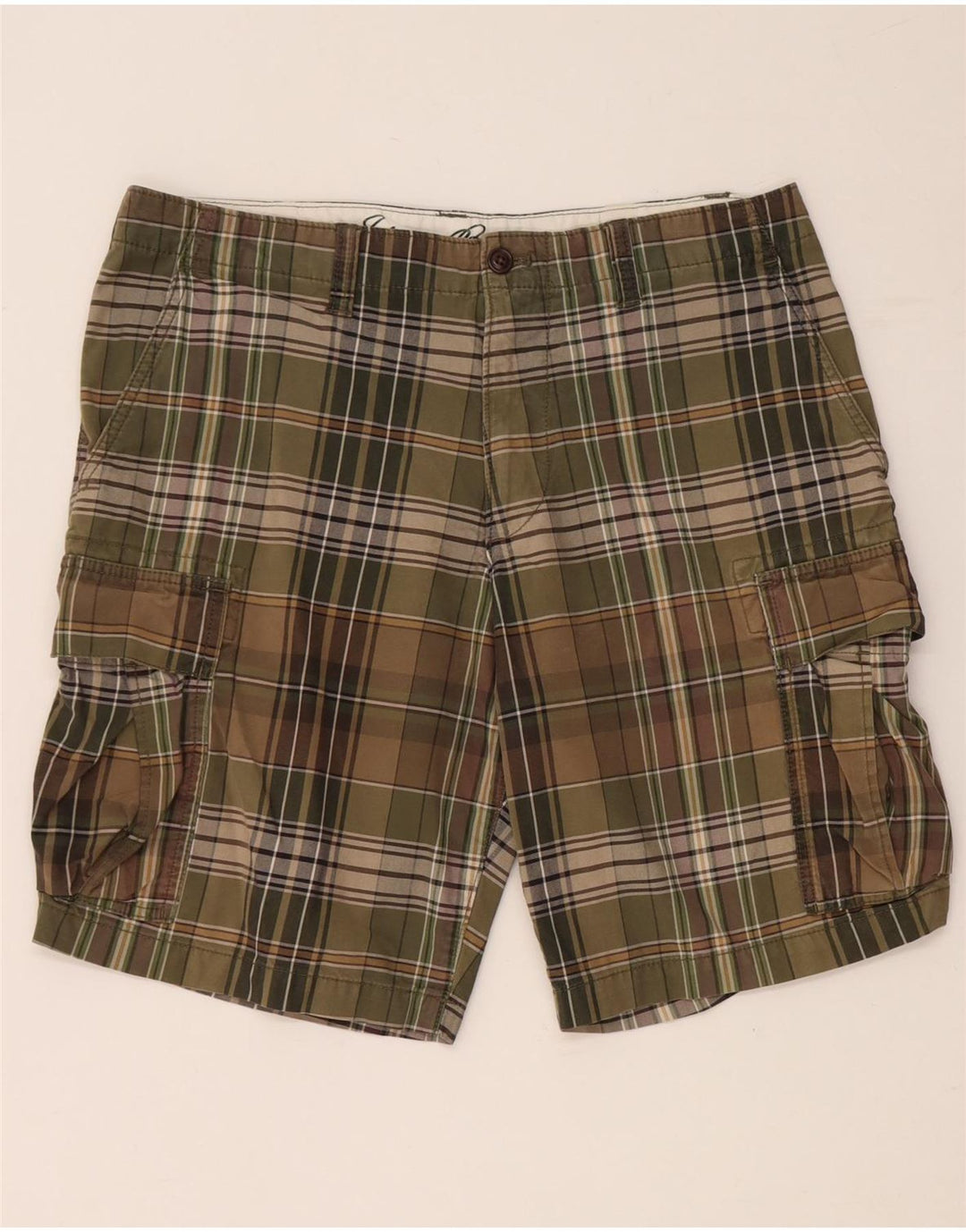 EDDIE BAUER Herre Cargo Shorts W35 Large Khaki Ternet Bomuld