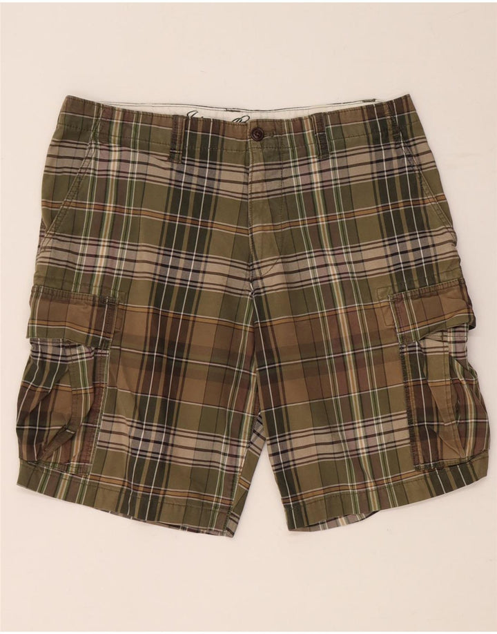 EDDIE BAUER Herre Cargo Shorts W35 Large Khaki Ternet Bomuld