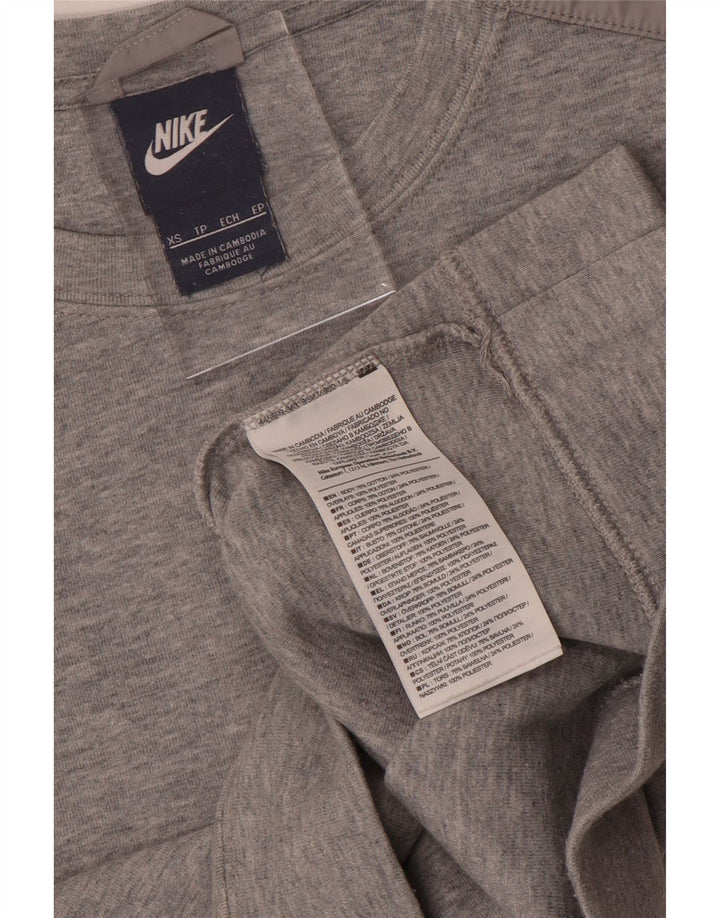NIKE Womens Crop Sweatshirt Jumper UK 6 XS Grå Bomuld