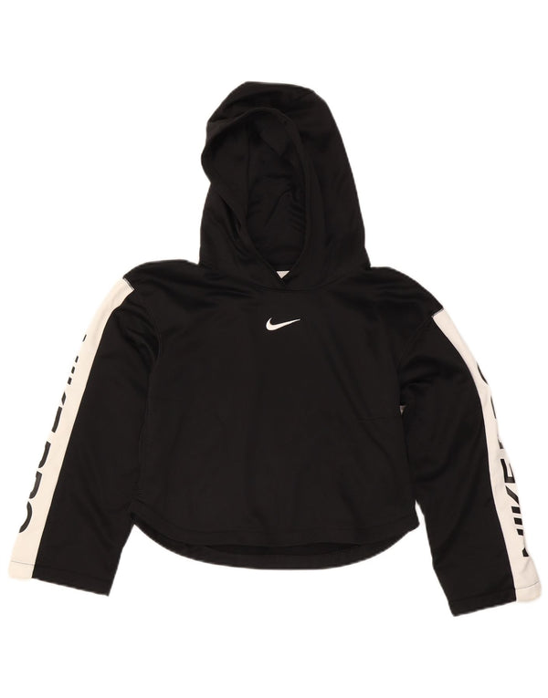 Nike Girls Graphic Crop Hoodie Jumper 12-13 år Stor sort farveblok