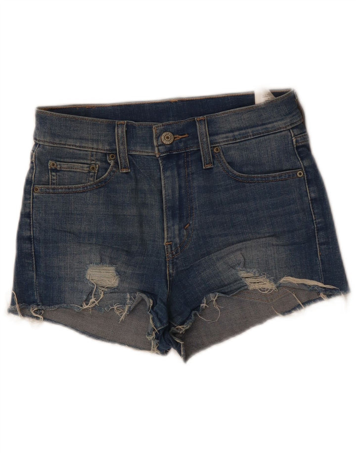 LEVI'S Womens 501 Distressed denimshorts W24 XS Blå bomuld