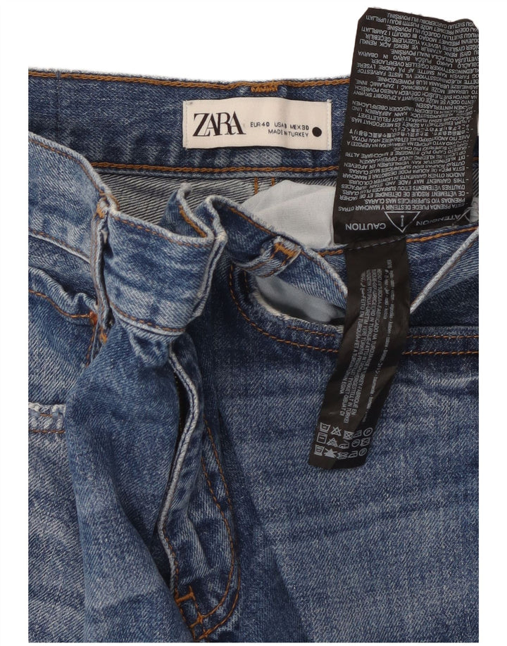Zara Dame Straight Jeans EU 40 Medium W30 L30 Blå Bomuld