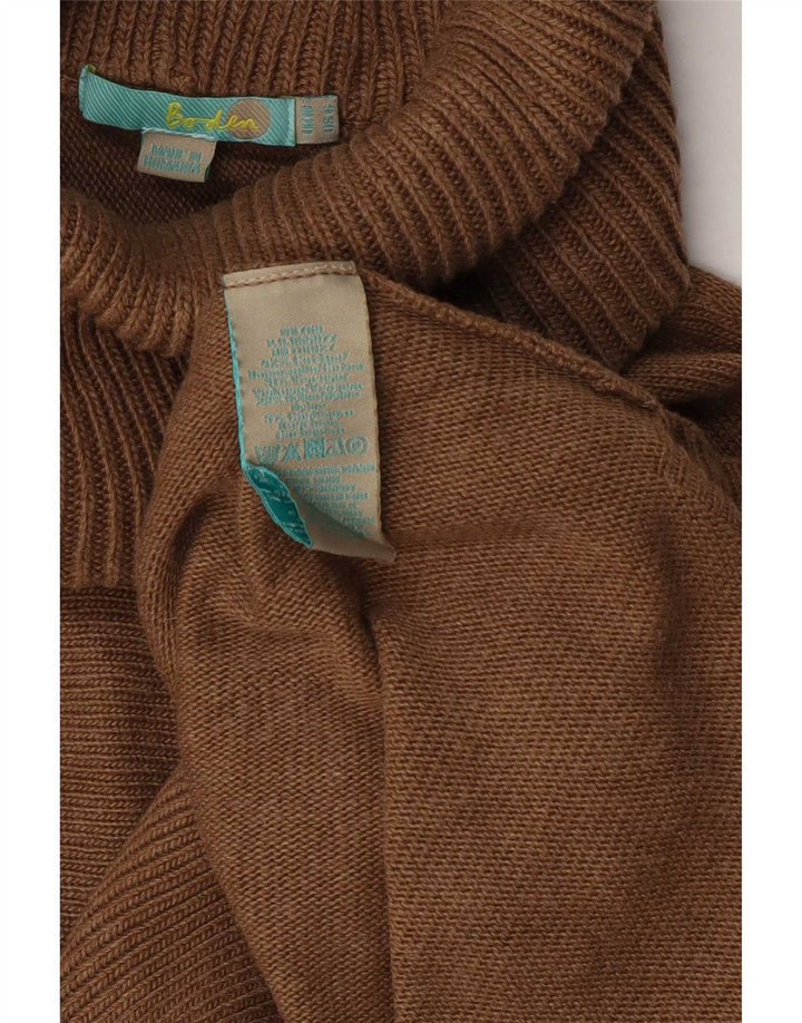 Boden Dame Oversized Roll Neck Jumper Sweater UK 10 Small Brown Bomuld