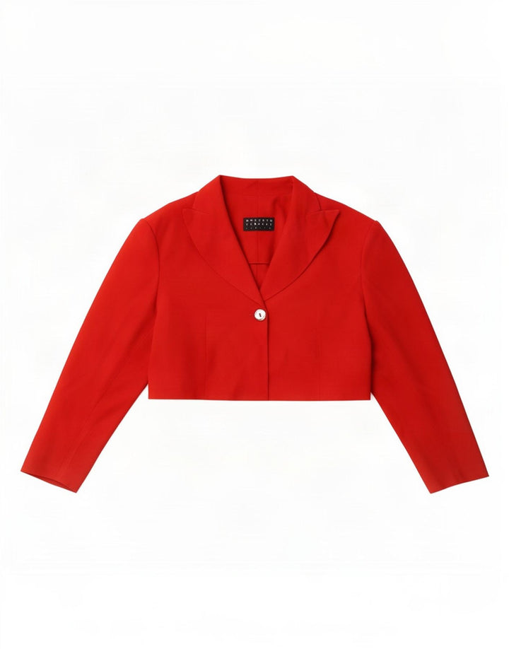 Vintage Dame 1 Knap Crop Blazer Jacket IT 46 Stor Rød Viscose