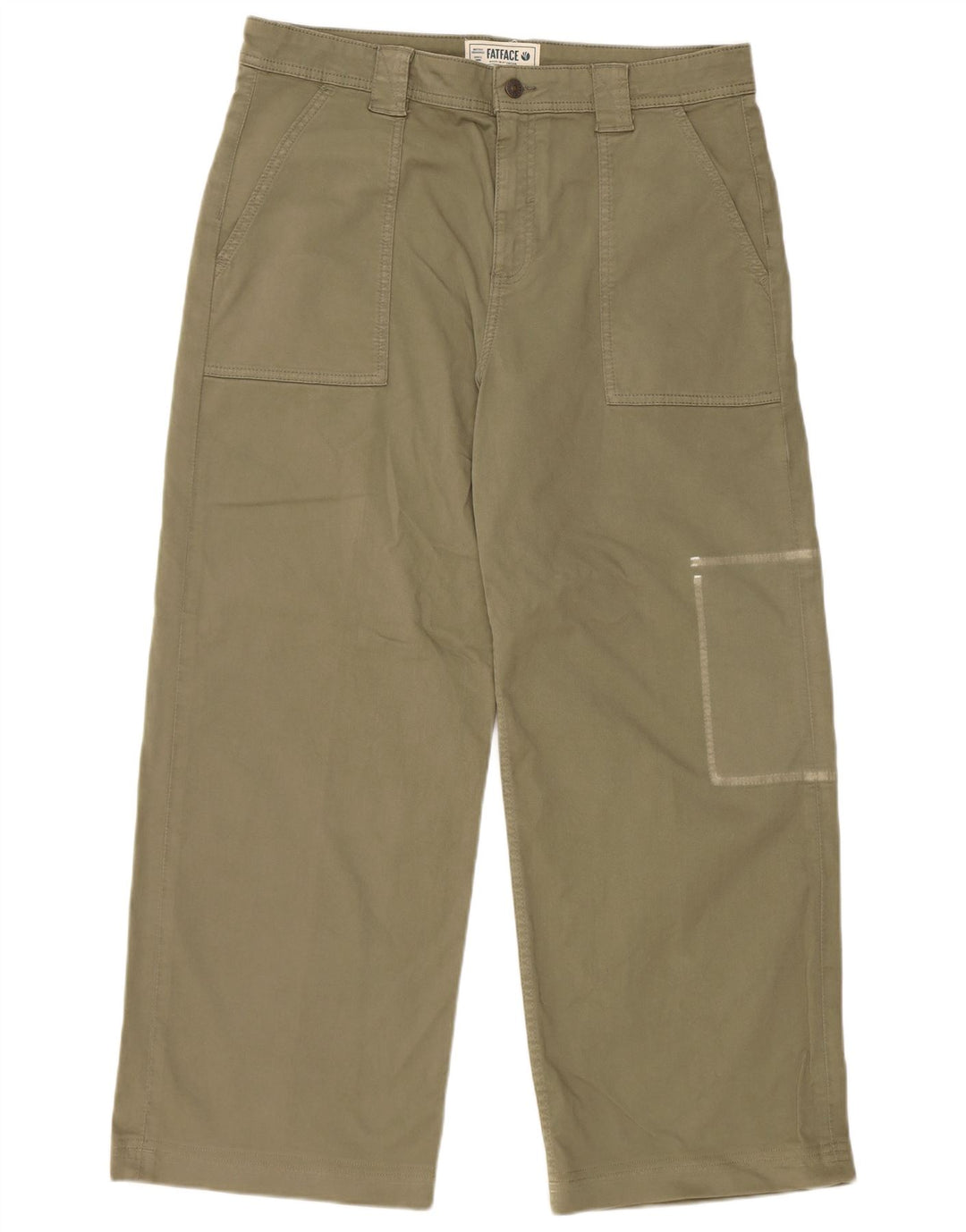 FAT FACE Dame Cargo Bukser med brede ben UK 16 Large W36 L29 Khaki Bomuld