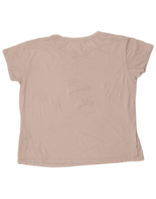 Armani Dame Grafisk T-Shirt Top UK 18 XL Hvid Bomuld