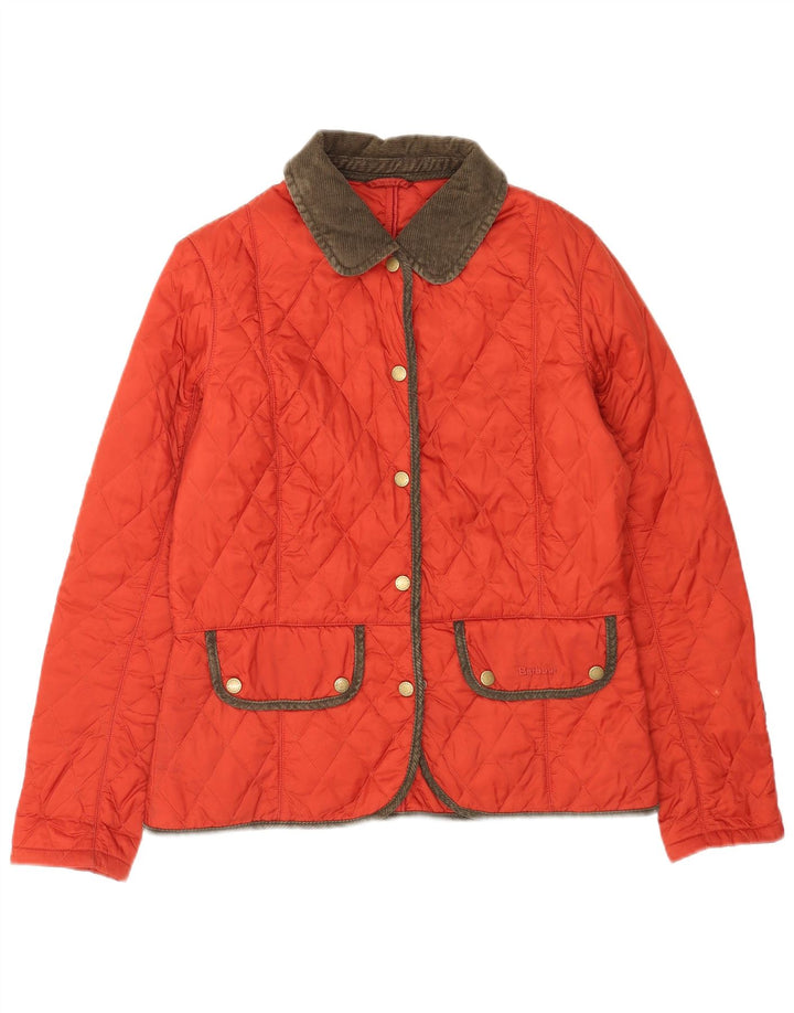 Barbour Quiltet jakke til kvinder UK 12 Medium Rød Polyamid